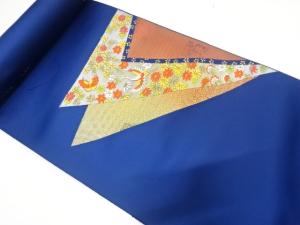 アンティーク　いづくら製　鶴に草花・古典柄織り出し　名古屋帯地反物